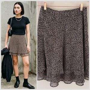 Vintage 90s Express Womens Micro‎ Floral Tiered Mini Skirt Small Chiffon Grunge